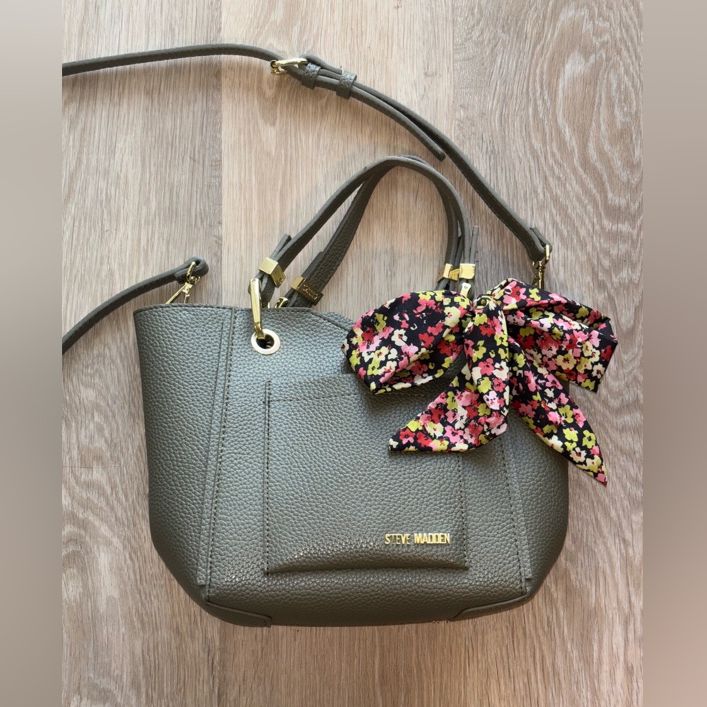 Steve Madden Olive green Crossbody Bag with Floral Bow